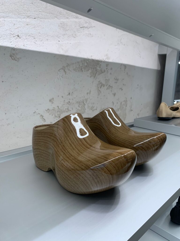 Balenciaga wood-effect shoes on shelf
