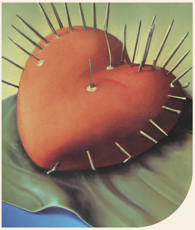 AI-generated image of a heart with spikes in